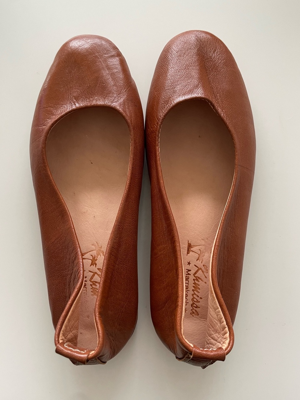 Handmade Marrakech Moroccan Leather Flats Brown Size 38